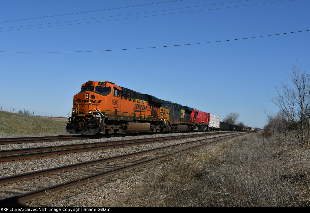 BNSF 6205 Heads the GALBAR West. 